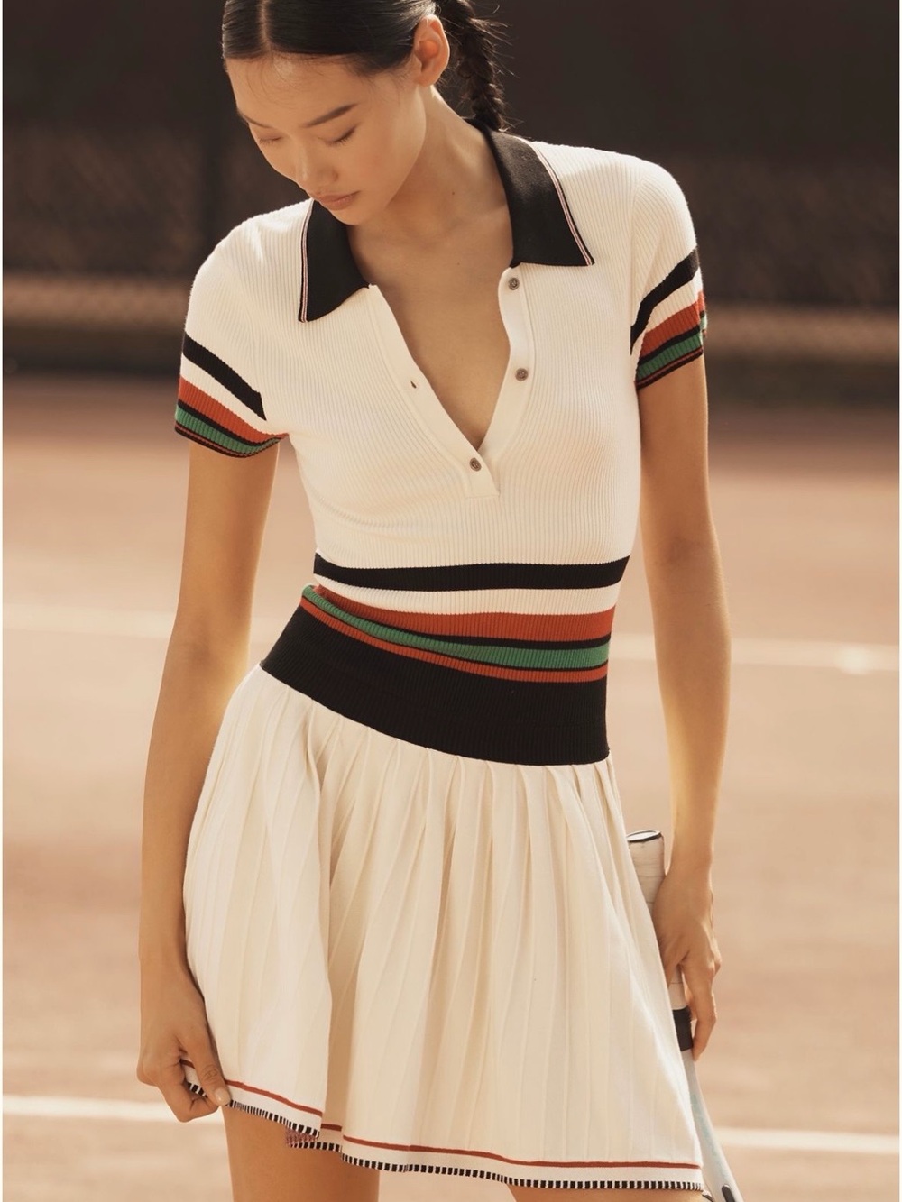 Anthropologie Daily Practice Check Mark Polo Knit Mini Dress
